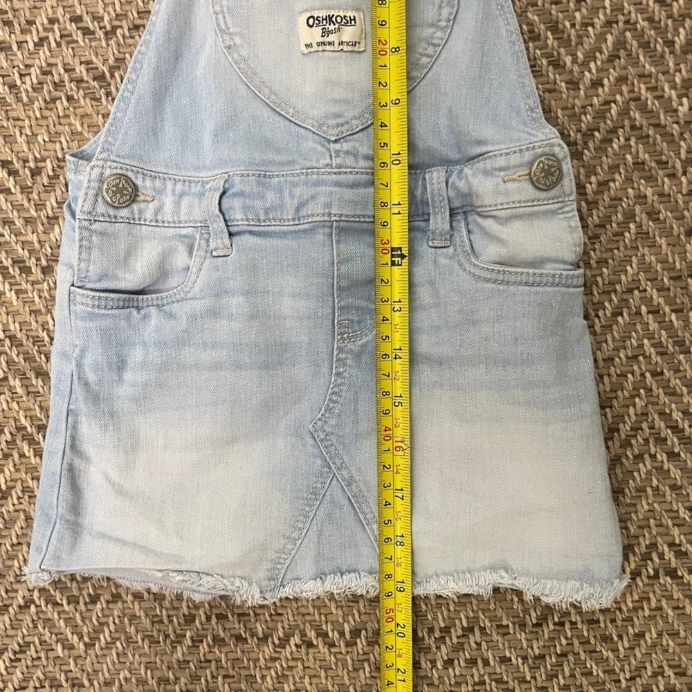 OshKosh B'gosh Denim Overall Jumper Dress Kids 3T Light Blue Heart Raw Hem - Picture 6 of 7